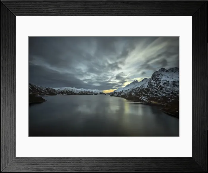 Framed Print : Winter Coastline view Austvagoya