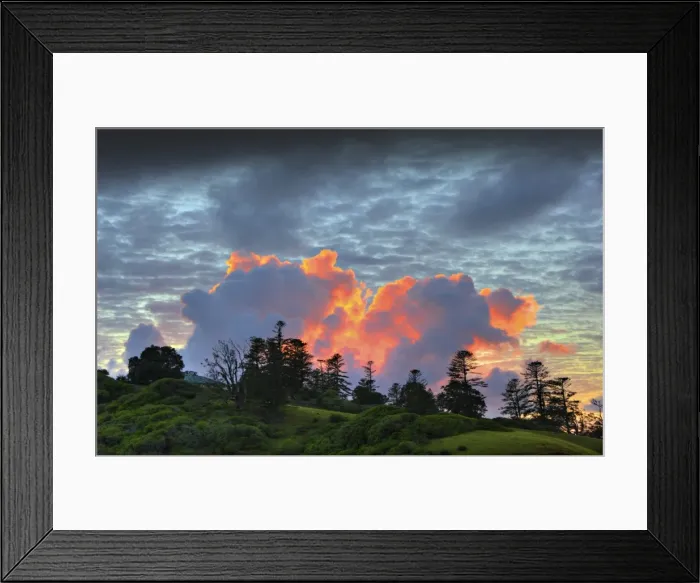 Framed Print : Dawn light over the coastline at Cemetery bay