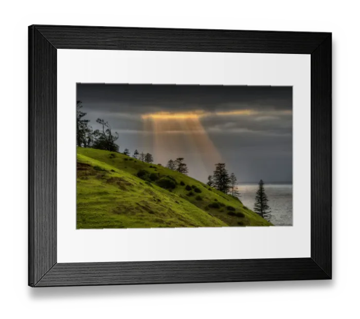 Framed Print : Crepuscular rays over cemetery bay Framed Print : Crepuscular rays over cemetery bay