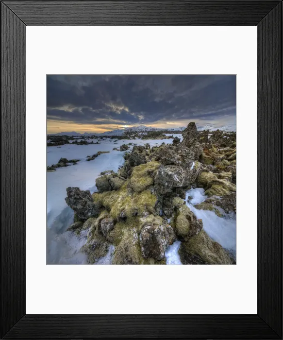 Framed Print : Grundarfjordorour Lava field in Winter