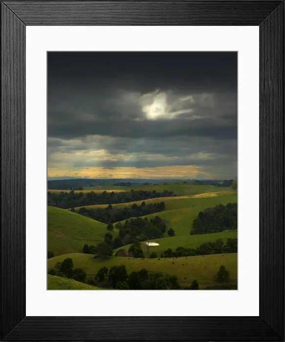Framed Print : Hill-farming near Dollar, south Gippsland, Victoria, Australia Framed Print : Hill-farming near Dollar, south Gippsland, Victoria, Australia
