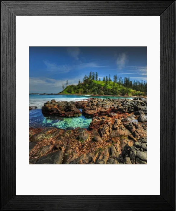 Framed Print : Volcanic outcrops and aqua waters Cresswell bay Framed Print : Volcanic outcrops and aqua waters Cresswell bay