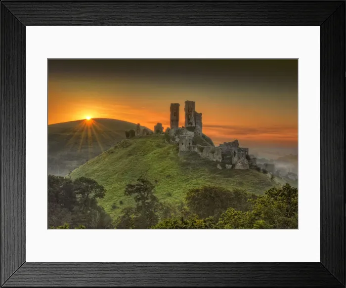 Framed Print : Corfe Castle sunrise Framed Print : Corfe Castle sunrise