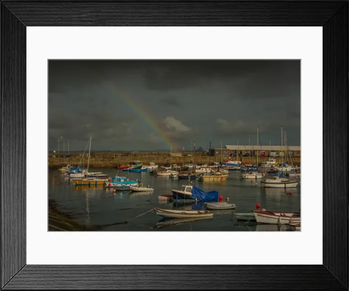 Framed Print : Rainbow over Penzance Harbour Framed Print : Rainbow over Penzance Harbour