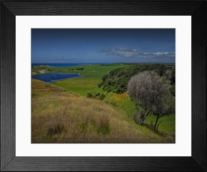 Framed Print : Rural view towards cape Wickham, King Island, Bass Strait, Tasmania, Australia Framed Print : Rural view towards cape Wickham, King Island, Bass Strait, Tasmania, Australia