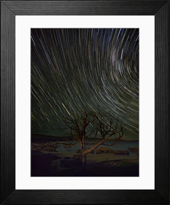 Framed Print : Star-trails at Sawyers bay