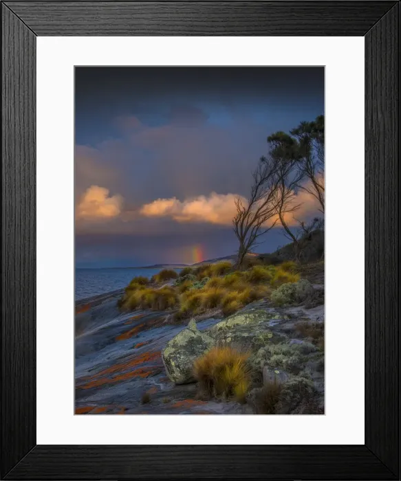 Framed Print : Dawn Rainbow Marshall Bay Framed Print : Dawn Rainbow Marshall Bay