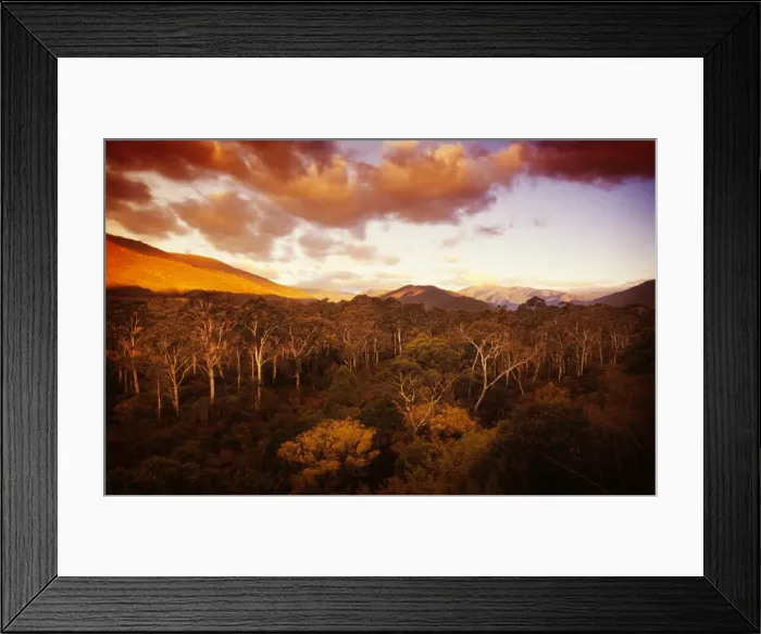 Framed Print : Dusk and the view towards Mount Feathertop, the Alpine area of Victoria, Australia