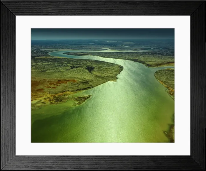 Framed Print : Aerial view of the Warbuton River in flood, outback South Australia