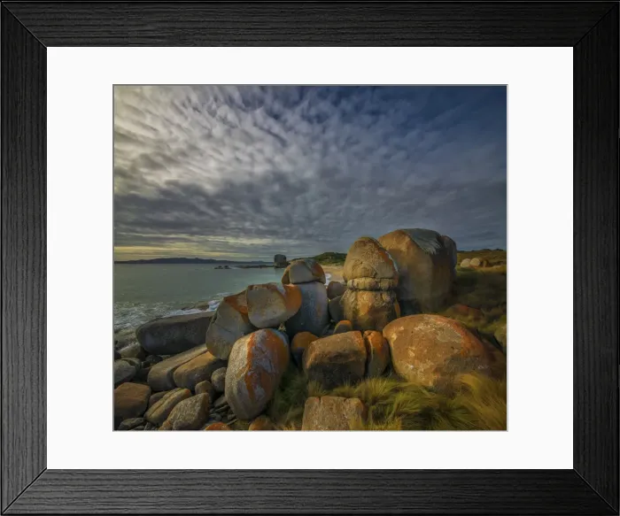 Framed Print : Castle rock and Marshall bay, Flinders Island, Bass Strait, Tasmania, Australia Framed Print : Castle rock and Marshall bay, Flinders Island, Bass Strait, Tasmania, Australia