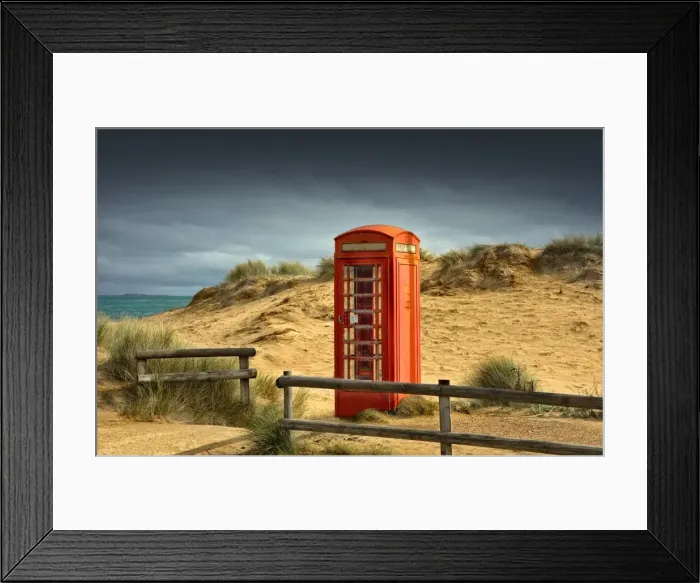 Framed Print : Phone box, Studland bay, Dorset, England, United Kingdom Framed Print : Phone box, Studland bay, Dorset, England, United Kingdom