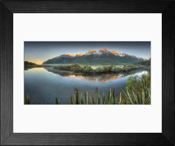 Framed Print : Mirror lakes, South Island, New Zealand