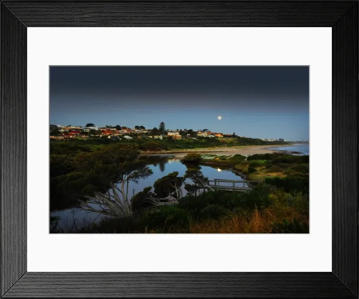 Framed Print : Maria creek moonrise, Victor Harbour, South Australia