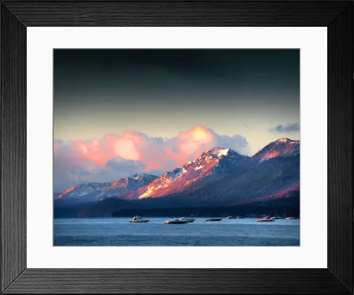 Framed Print : View to Lake Tahoe, California and Nevada state border area, USA Framed Print : View to Lake Tahoe, California and Nevada state border area, USA