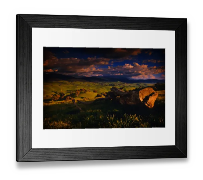 Framed Print : Late afternoon light sweeps across the rolling countryside near Tooma, northern Victoria Framed Print : Late afternoon light sweeps across the rolling countryside near Tooma, northern Victoria