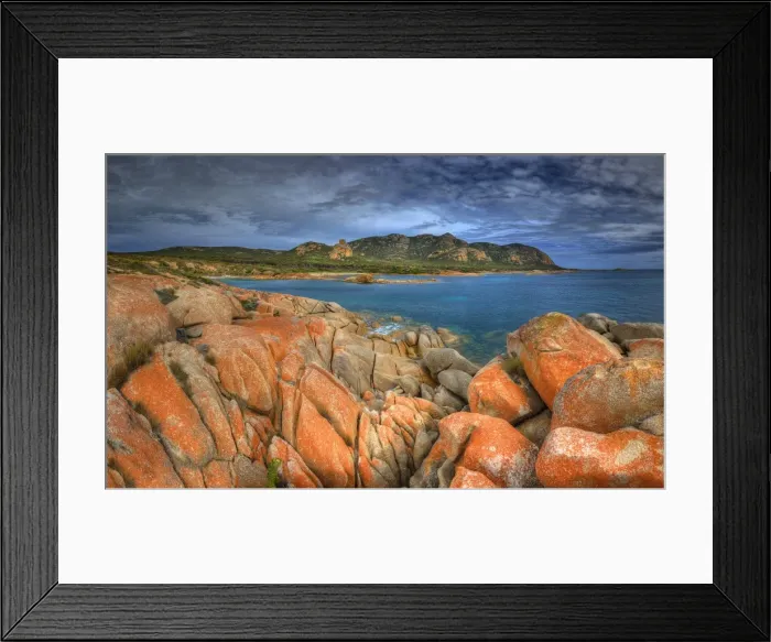 Framed Print : A scenic view at the Docks, a colourful area of coastline on Flinders Island, part of the Furneaux group, eastern Bass Strait, Tasmania Framed Print : A scenic view at the Docks, a colourful area of coastline on Flinders Island, part of the Furneaux group, eastern Bass Strait, Tasmania