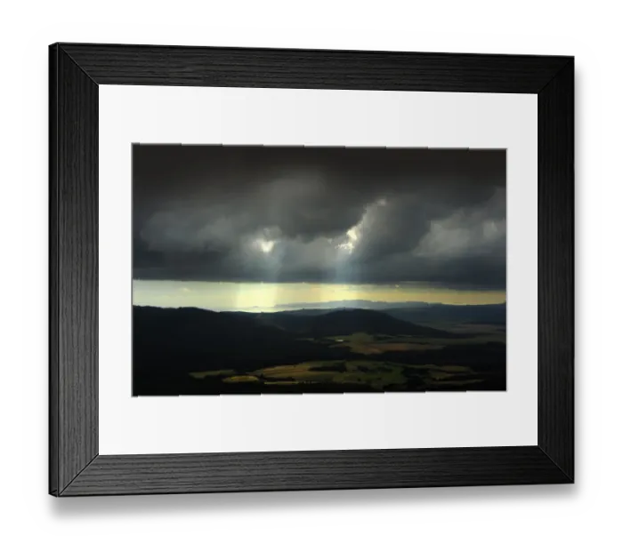 Framed Print : Stormy weather over the landscape, Flinders Island, part of the Furneaux group, eastern Bass Strait, Tasmania