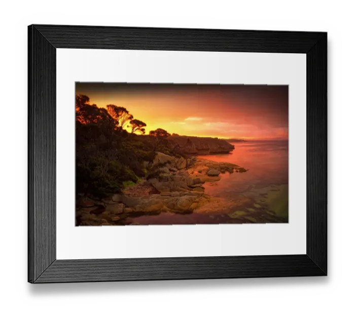 Framed Print : Sunset glow, Flinders Island, part of the Furneaux group, eastern Bass Strait, Tasmania Framed Print : Sunset glow, Flinders Island, part of the Furneaux group, eastern Bass Strait, Tasmania