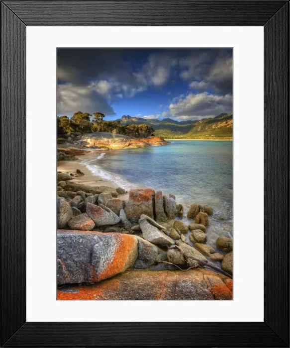 Framed Print : The beautiful and very scenic area known as Trousers point, near Lacotta, Flinders Island, part of the Furneaux group, eastern Bass Strait, Tasmania