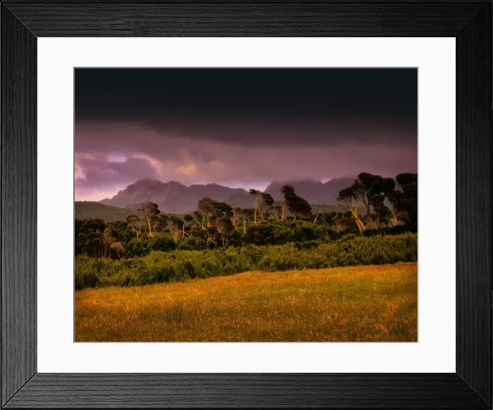 Framed Print : Stormy weather over the landscape, Flinders Island, part of the Furneaux group, eastern Bass Strait, Tasmania