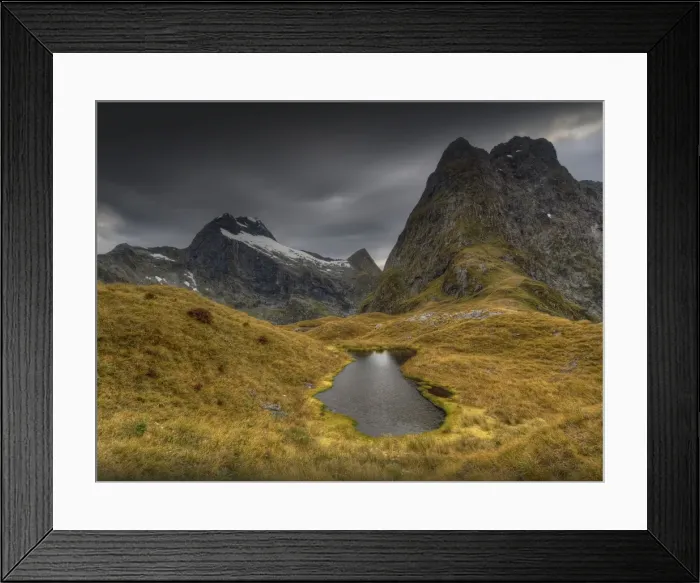 Framed Print : The view at Mackinnon Pass, high up in the mountainous region of the Fiordland National Park, Southland, south island, New Zealand Framed Print : The view at Mackinnon Pass, high up in the mountainous region of the Fiordland National Park, Southland, south island, New Zealand