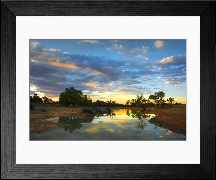 Framed Print : The Cooper Creek in flood during the winter months, in the remote outback near Innamincka, South Australia