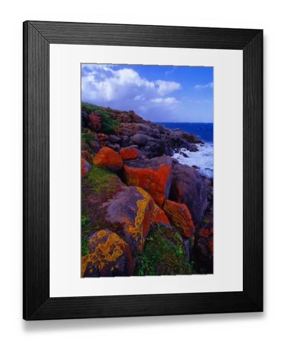 Framed Print : The rugged and rocky coastline on Granite Island near Victor Harbour, south Australia Framed Print : The rugged and rocky coastline on Granite Island near Victor Harbour, south Australia