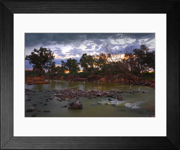 Framed Print : The Cooper Creek in flood during the winter months, in the remote outback near Innamincka, South Australia