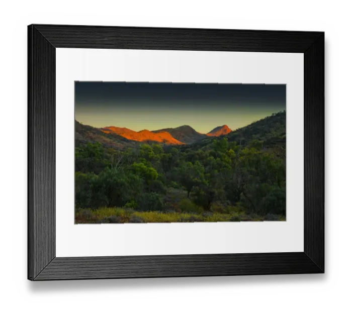 Framed Print : The first light of dawn in the remote region of Arkaroola, northern Flinders Ranges, South Australia Framed Print : The first light of dawn in the remote region of Arkaroola, northern Flinders Ranges, South Australia