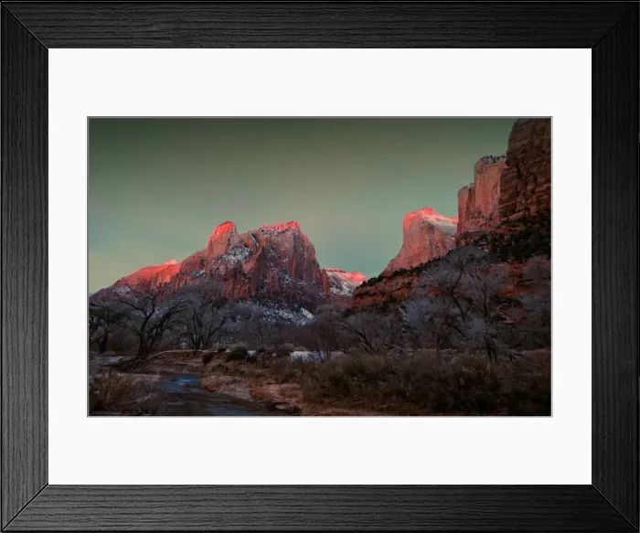 Framed Print : Pre-dawn light in Zion national park, Utah, USA