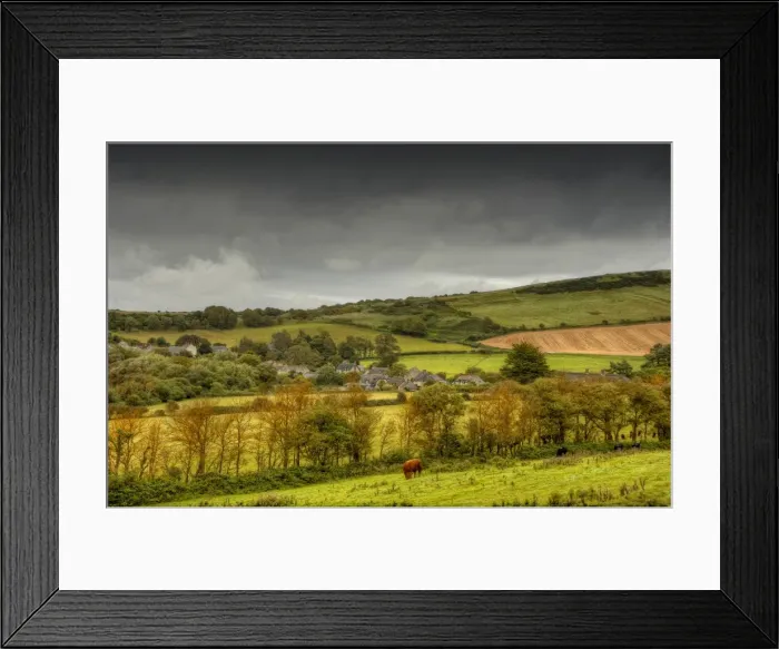Framed Print : A view over farmland, Kimmeridge bay, Jurassic coastline of Dorset, south west England Framed Print : A view over farmland, Kimmeridge bay, Jurassic coastline of Dorset, south west England