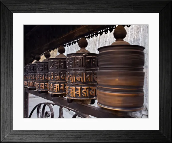 Framed Print : A spinning prayer wheel, Kagbeni, Mustang, Annapurna region, Himalayas, Nepal