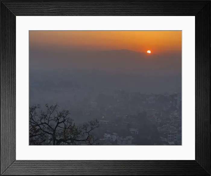 Framed Print : Misty dawn light over the city of Kathmandu, Nepal