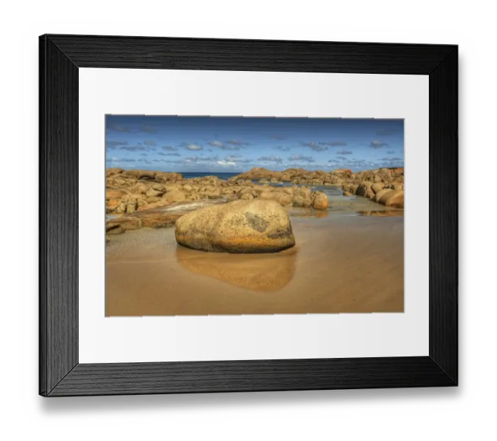 Framed Print : A boulder strewn beach on King Island, Bass Strait, Tasmania, Australia Framed Print : A boulder strewn beach on King Island, Bass Strait, Tasmania, Australia