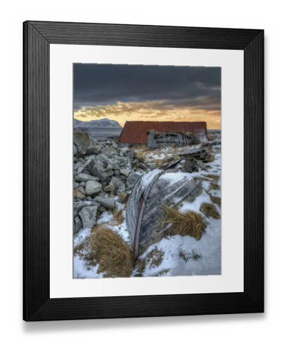 Framed Print : A winter scene, Lofoten peninsular, Arctic circle, Norway Framed Print : A winter scene, Lofoten peninsular, Arctic circle, Norway