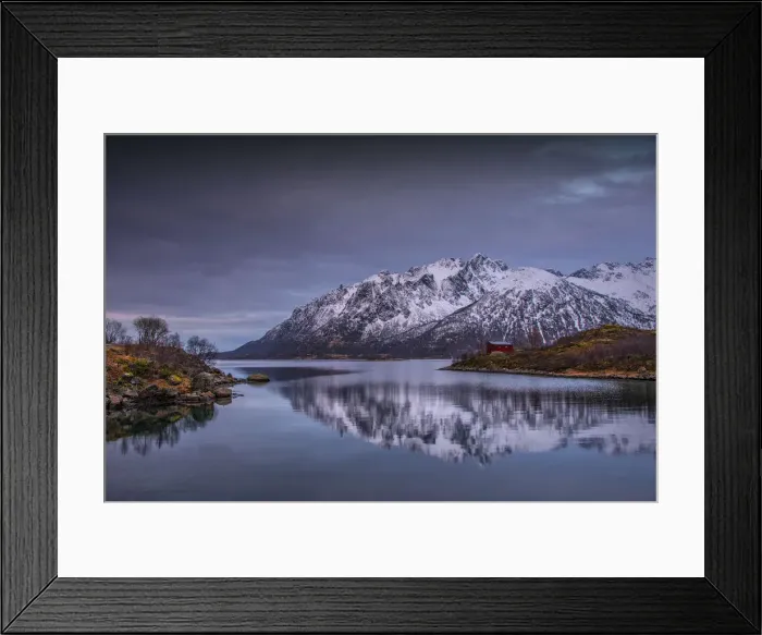 Framed Print : Winter scene near Vestvagoy, Lofoten peninsular, Norway Framed Print : Winter scene near Vestvagoy, Lofoten peninsular, Norway