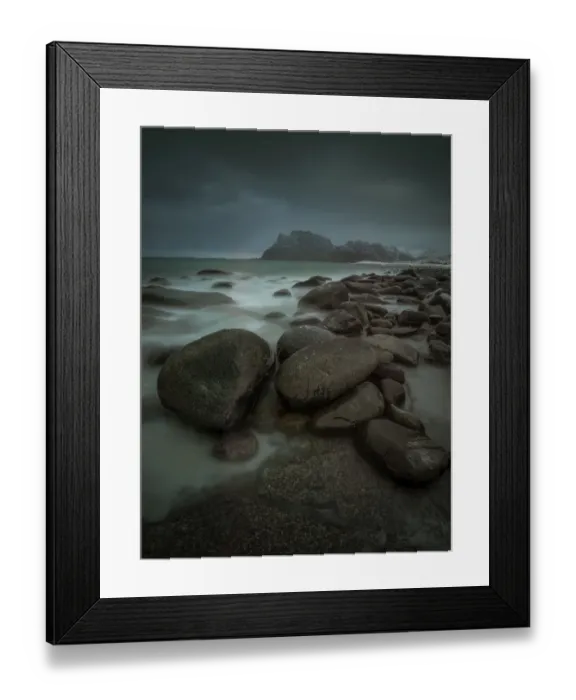 Framed Print : A winter scene, Lofoten peninsular, Arctic circle, Norway Framed Print : A winter scene, Lofoten peninsular, Arctic circle, Norway