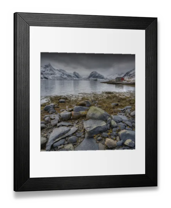 Framed Print : Winter scene near Vestvagoy, Lofoten peninsular, Norway