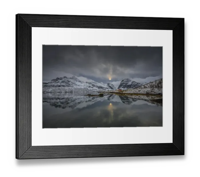 Framed Print : A winter scene, Lofoten peninsular, Arctic circle, Norway Framed Print : A winter scene, Lofoten peninsular, Arctic circle, Norway