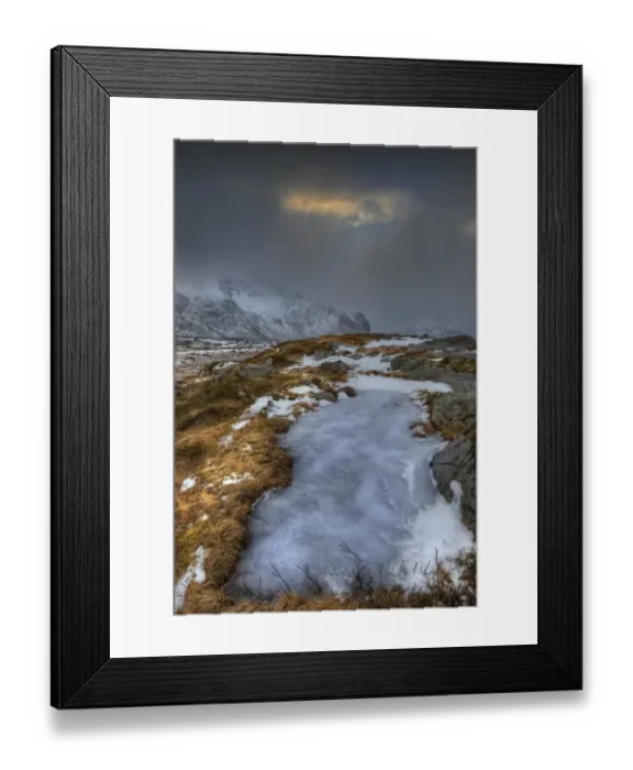 Framed Print : A winter scene, Lofoten peninsular, Arctic circle, Norway Framed Print : A winter scene, Lofoten peninsular, Arctic circle, Norway