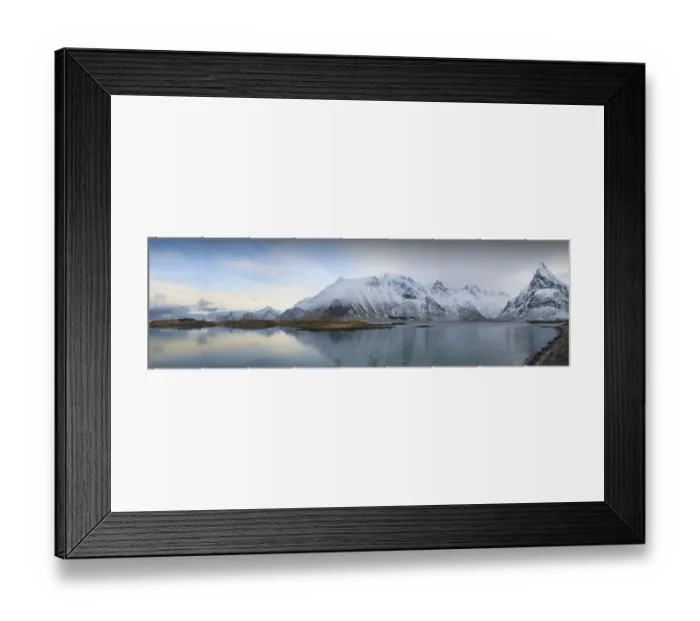 Framed Print : A winter scene, Lofoten peninsular, Arctic circle, Norway Framed Print : A winter scene, Lofoten peninsular, Arctic circle, Norway