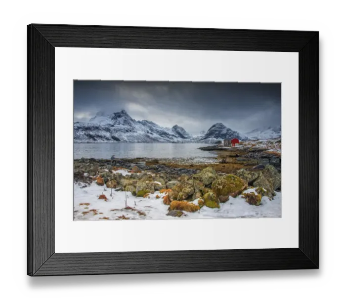 Framed Print : A winter scene, Lofoten peninsular, Arctic circle, Norway Framed Print : A winter scene, Lofoten peninsular, Arctic circle, Norway