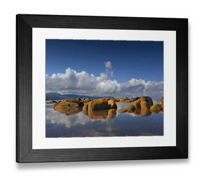 Framed Print : A view of the boulders and rocky coastline at Sawyers Bay on Flinders Island, Bass Strait, Tasmania, Australia Framed Print : A view of the boulders and rocky coastline at Sawyers Bay on Flinders Island, Bass Strait, Tasmania, Australia