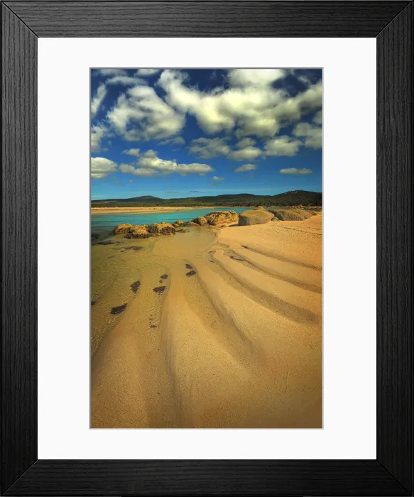 Framed Print : Sandbar at low tide, North east river, Flinders Island, Bass Strait, Tasmania, Australia
