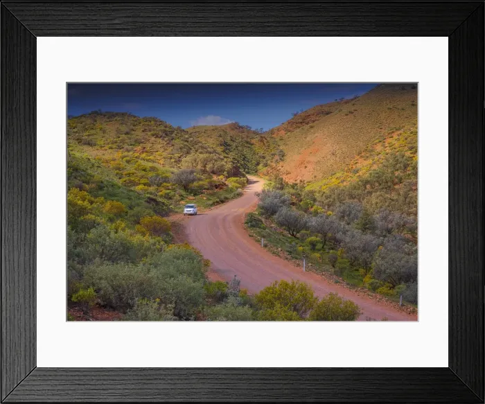 Framed Print : A view of the remote and rugged countryside near Blinman on the Parachilna Gorge road in the Spring. Southern Flinders Ranges, south Australia