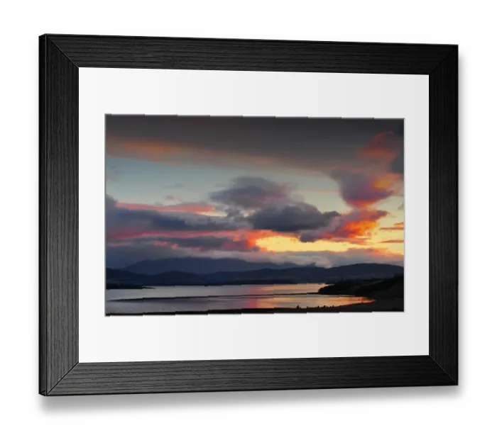 Framed Print : Dusk near Port Sorell, with view to Mount Wellington, Tasmania Framed Print : Dusk near Port Sorell, with view to Mount Wellington, Tasmania