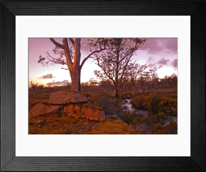 Framed Print : Dusk near the Iris River, Central highlands of Tasmania Framed Print : Dusk near the Iris River, Central highlands of Tasmania