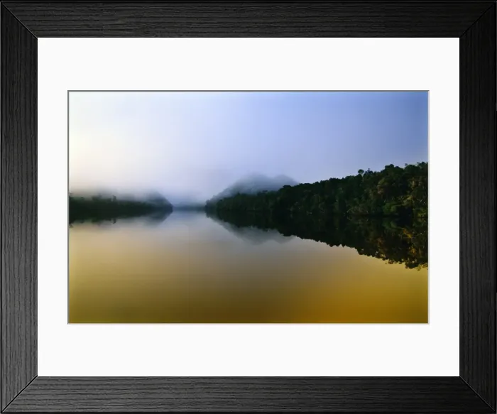Framed Print : Gordon river reflections on a wonters dawn, south west Tasmania Framed Print : Gordon river reflections on a wonters dawn, south west Tasmania