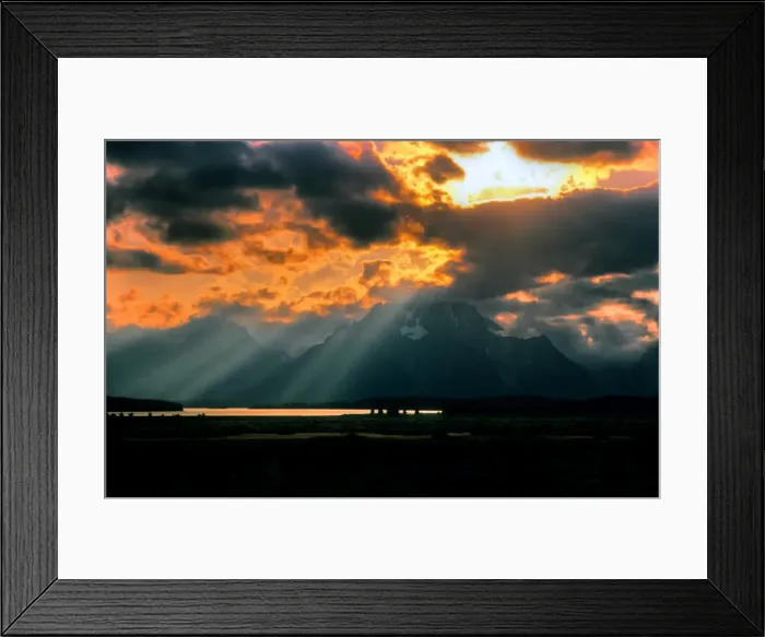 Framed Print : Crepuscular rays over the Grand Teton mountains, Wyoming Framed Print : Crepuscular rays over the Grand Teton mountains, Wyoming