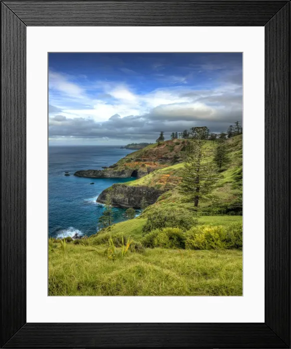 Framed Print : A coastal view from the track to Bird Rock, Norfolk Island Framed Print : A coastal view from the track to Bird Rock, Norfolk Island